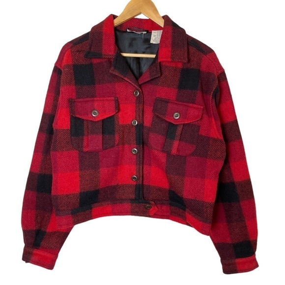 Vintage 90s Plaid Wool Blend Jacket Erika Classics - Picture 1 of 9